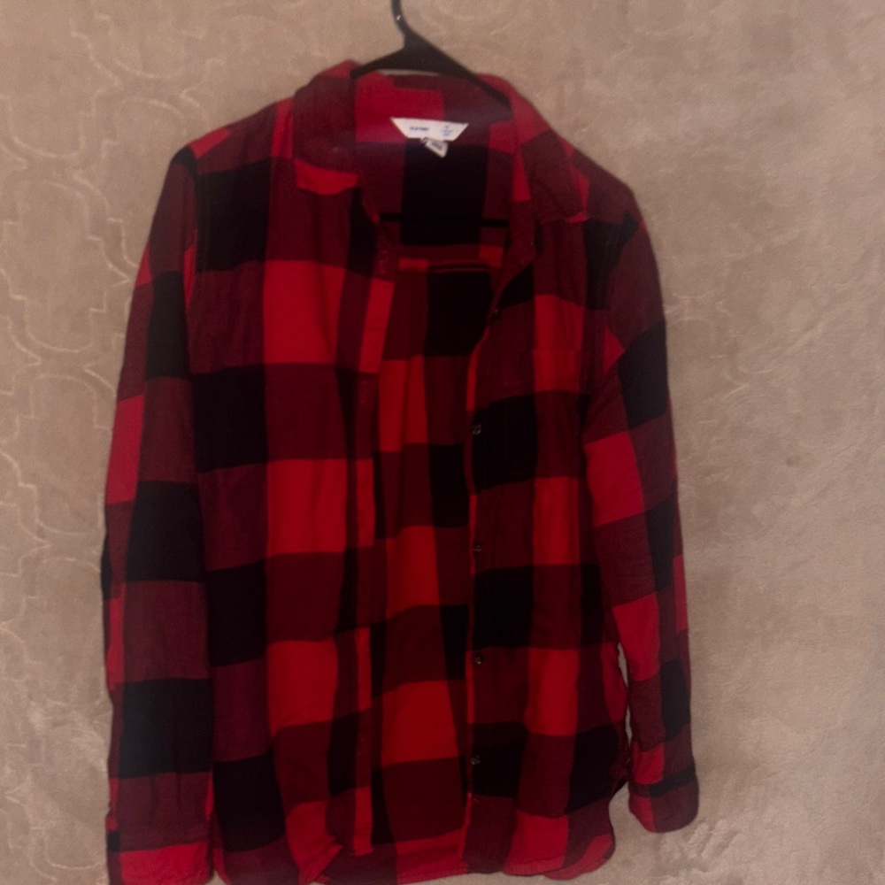 Old Navy Red and Black Plaid Shirt